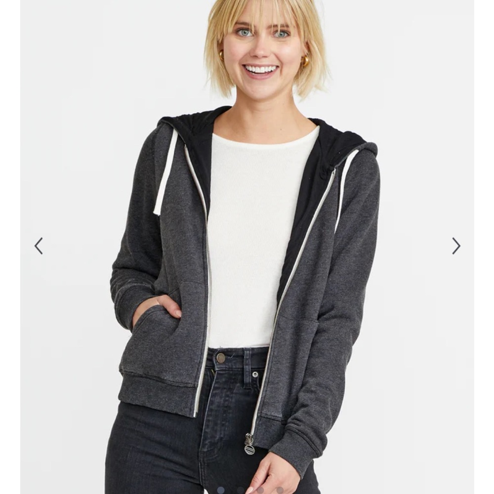 Marine Layer | Signature Zip Lined Hoodie in Faded Black